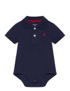 Cotton Interlock Polo Bodysuit Bodies Short-sleeved Navy Ralph Lauren ...