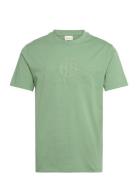 Reg Tonal Shield Ss T-Shirt Tops T-shirts Short-sleeved Green GANT