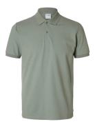 Slhslim-Atlas Ss Polo Tops Polos Short-sleeved Green Selected Homme