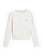 Cable Sweater Tops Knitwear Pullovers White Tommy Hilfiger