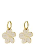 Calista Enamel Earring Ivory/Gold Øredobber Smykker Gold Bud To Rose