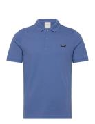 Stretch Pique Slim Polo Tops Polos Short-sleeved Blue Calvin Klein