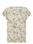 Sc-Felicity Aop Tops T-shirts & Tops Short-sleeved Cream Soyaconcept