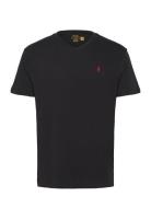 Classic Fit Jersey V-Neck T-Shirt Tops T-shirts Short-sleeved Black Po...