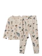 Wilhelm Printed Pyjamas Set Pyjamas Sett Beige Liewood