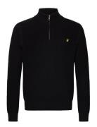 Ribbed Quarter Zip Jumper Tops Knitwear Half Zip Jumpers Black Lyle & ...