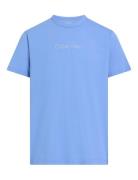 S/S Crew Neck Tops T-shirts Short-sleeved Blue Calvin Klein