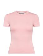 Short-Sleeved Fitted T-Shirt Tops T-shirts & Tops Short-sleeved Pink M...