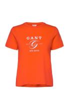 Reg Graphic Ss T-Shirt Tops T-shirts & Tops Short-sleeved Orange GANT