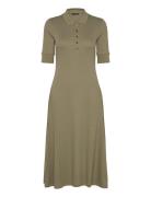 Cotton-Blend Polo Dress Knelang Kjole Green Lauren Ralph Lauren