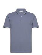 Polo Shirt With Contrast Piping Tops Polos Short-sleeved Blue Lindberg...