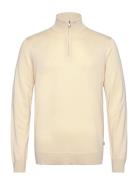 Half Zip With High Neck Tops Knitwear Half Zip Jumpers Beige Lindbergh