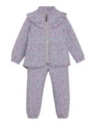 Thermal Set W. Frills, Aop Outerwear Thermo Outerwear Thermo Sets Purp...