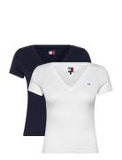 Tjw 2Pack V-Neck Tee Tops T-shirts & Tops Short-sleeved Navy Tommy Jea...