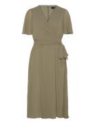 Belted Georgette Dress Knelang Kjole Green Lauren Ralph Lauren