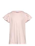 Short-Sleeved Ruffle T-Shirt Tops T-shirts Short-sleeved Pink Mango