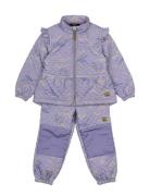 Thermal+ Frill Set Aop Outerwear Thermo Outerwear Thermo Sets Purple M...