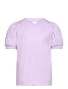 Top Basic Puff Sleeve Tops T-shirts Short-sleeved Purple Lindex