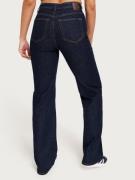 Pieces - Straight leg jeans - Dark Blue Denim - Pcholly Hw Wide Jeans ...