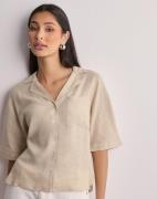 Only - Beige - Onltokyo Life Ss Linen Bl Shirt Pnt