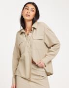 Only - Beige - Onlcaro L/S Ovs Linen Bl Shirt Cc P