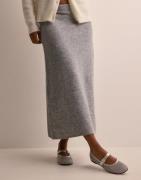 Pieces - Grå - Pcnanu Hw Long Knit Skirt Bc