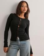 Nelly - Svart - Rib Bow LS Top