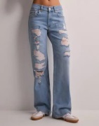 Nelly - Blå - Low Waist Loose Jeans