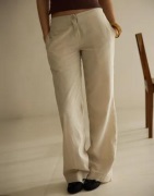 Nelly - Beige - Clean Waist Linen Pants