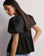 Nelly - Svart - Bow Puff Sleeve Blouse