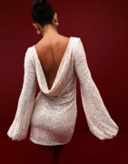 Nelly - Champagne - Sparkling Cowlneck Dress