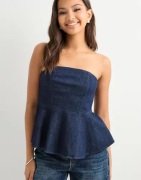 Only - Blå - Onlqueensway Corset Top Red Dnm Sij