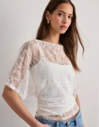 Nelly - Hvit - Wide Sleeve Lace Top