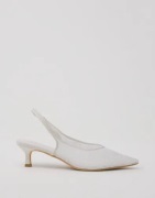 Nelly - Hvit - Lace V-Shape Slingback