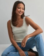 Only - Hvit - Onlsara Sharai Lace Tank Top Jrs No