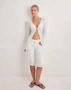 Nelly - Hvit - Effortless Rib Long Cardigan